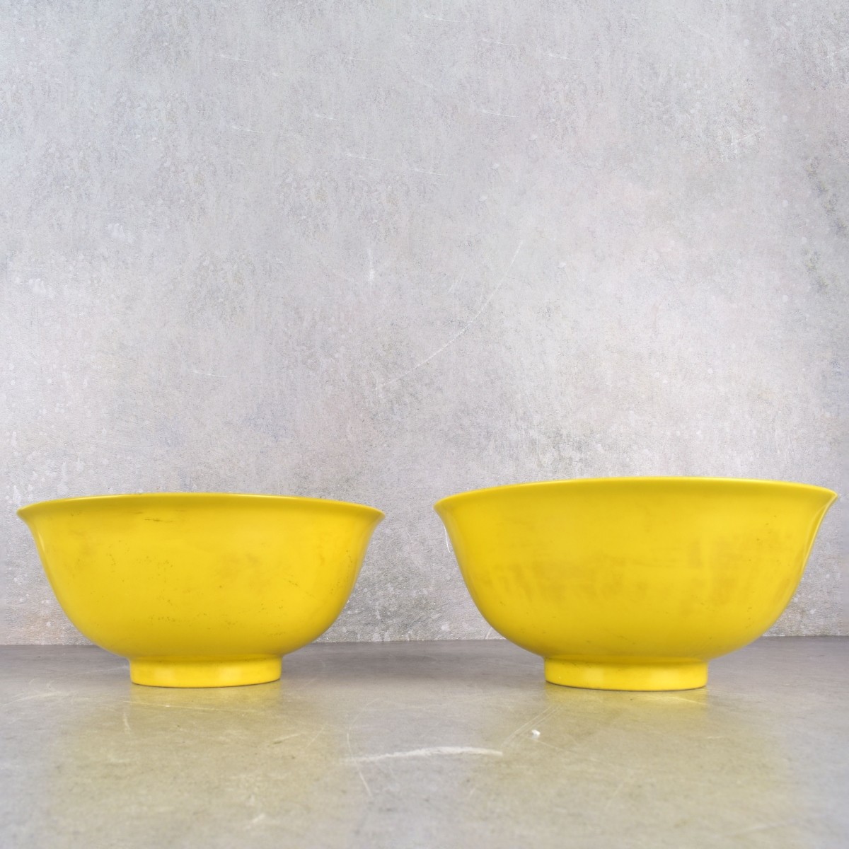 Pair of Chinese Yellow Glazed Bowls