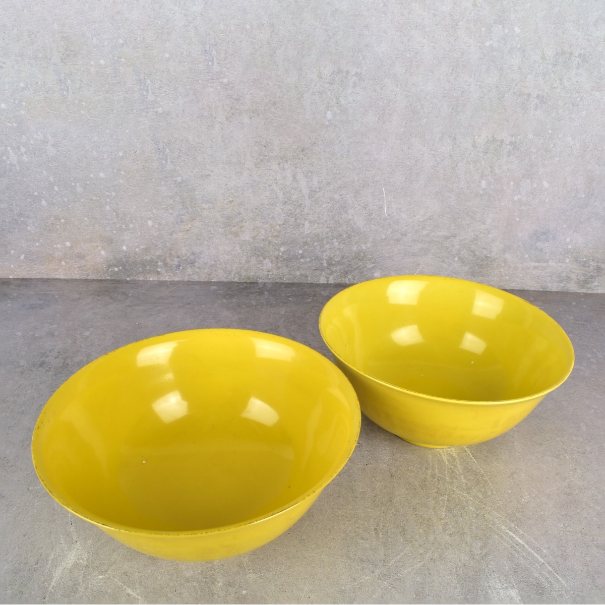 Pair of Chinese Yellow Glazed Bowls