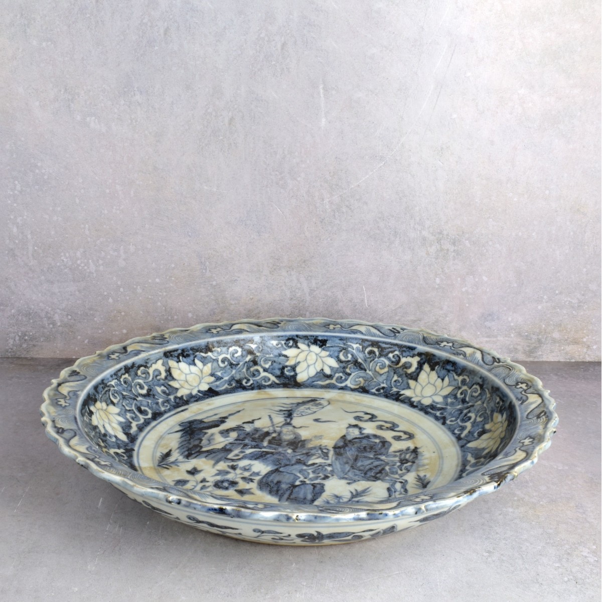 Large Chinese Blue and White Porcelain Bowl.