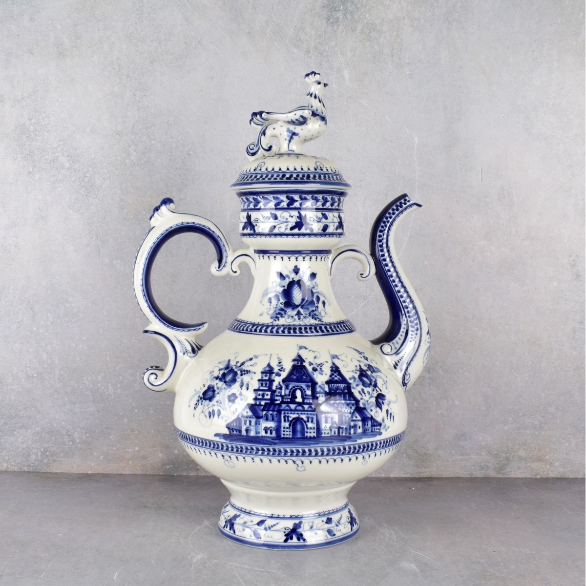 Gzhel-style Russian Ceramic Pitcher