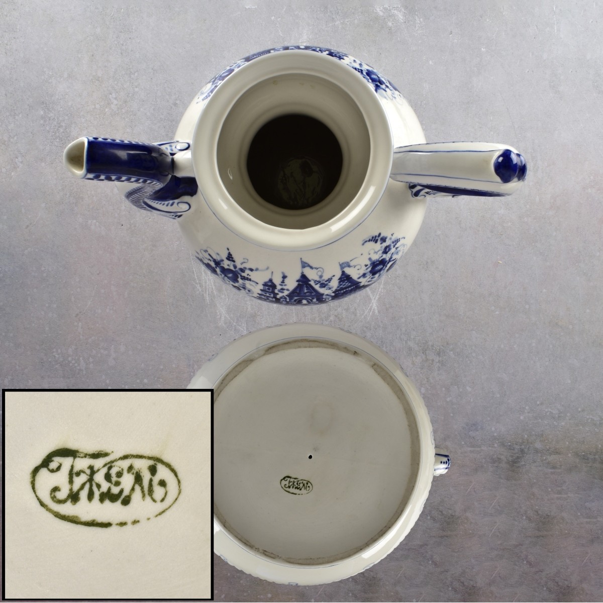 Gzhel-style Russian Ceramic Pitcher