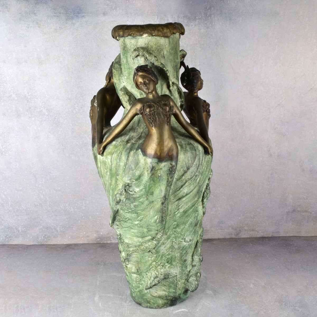 Art Nouveau Style Bronze Maiden Vase