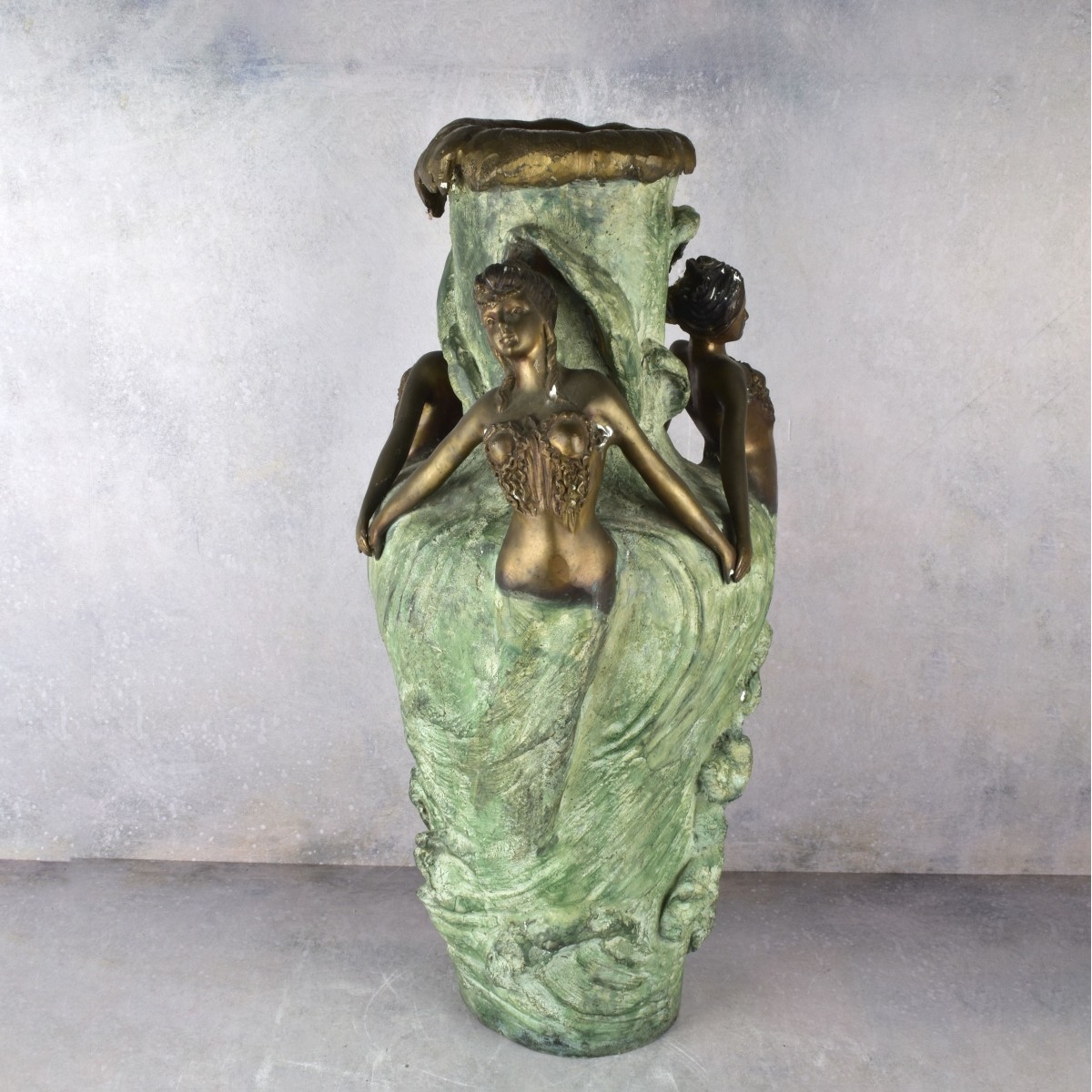 Art Nouveau Style Bronze Maiden Vase