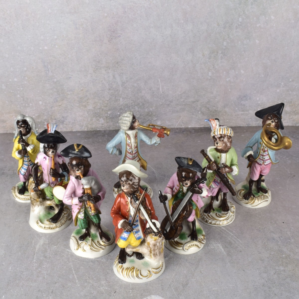 Meissen Style Porcelain Monkey Band