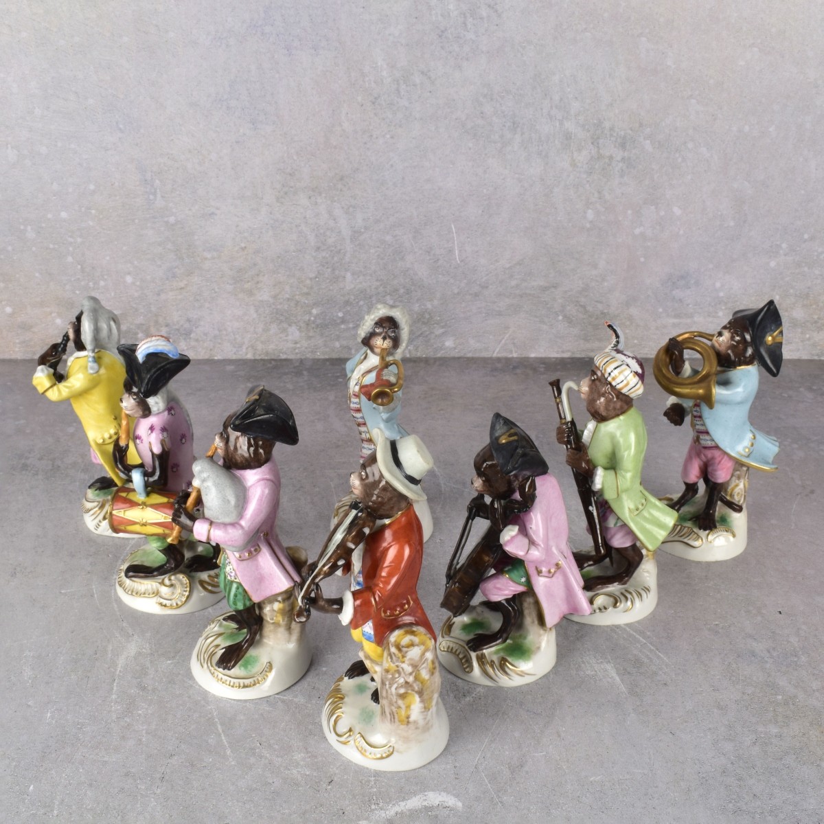 Meissen Style Porcelain Monkey Band