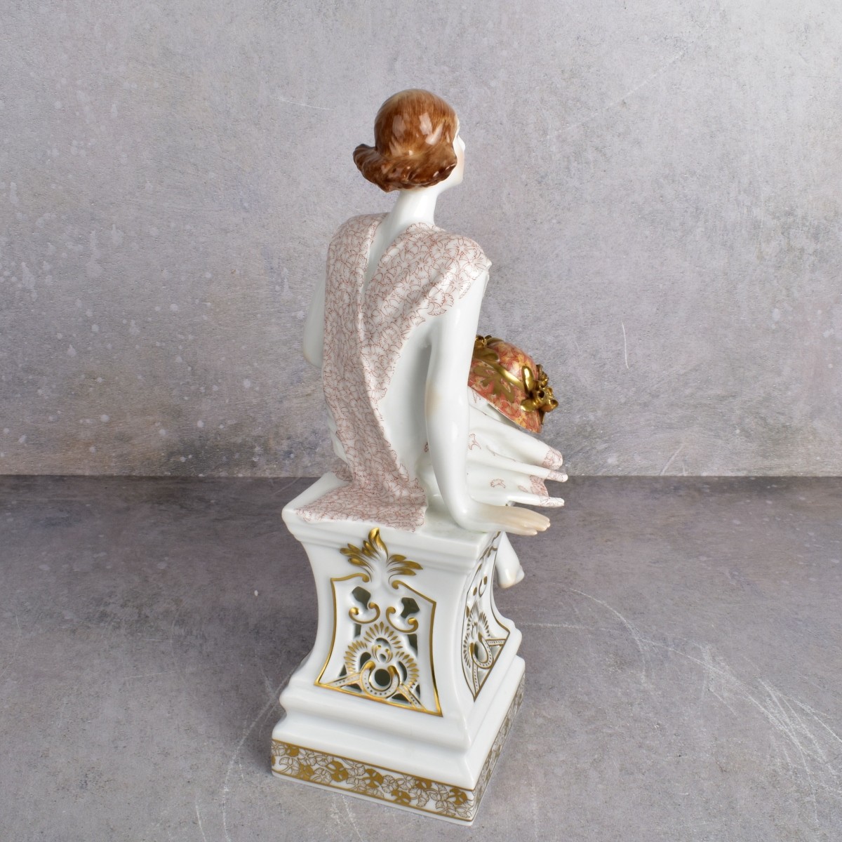 Herend Hungary Seated Lady with Rose Covered Hat