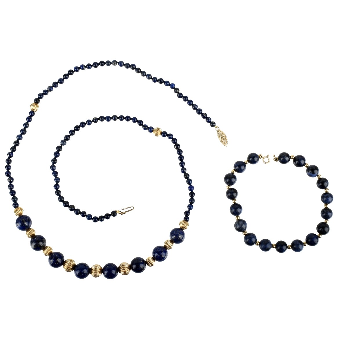 Lapis Lazuli and 14K Necklace and Bracelet