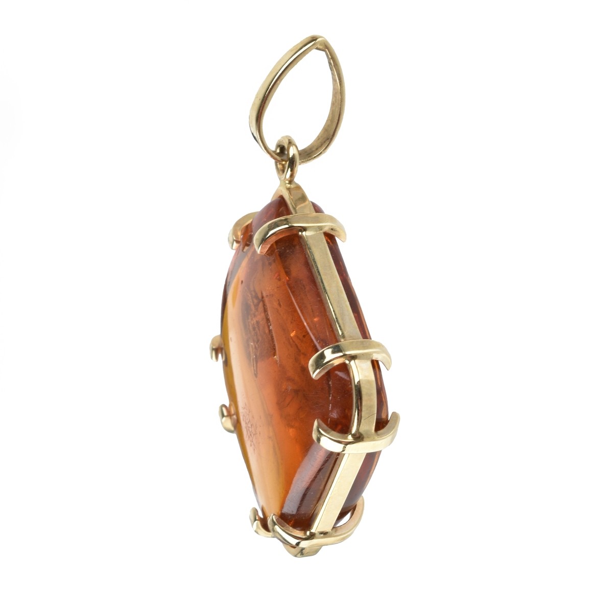 Amber and 14K Pendant