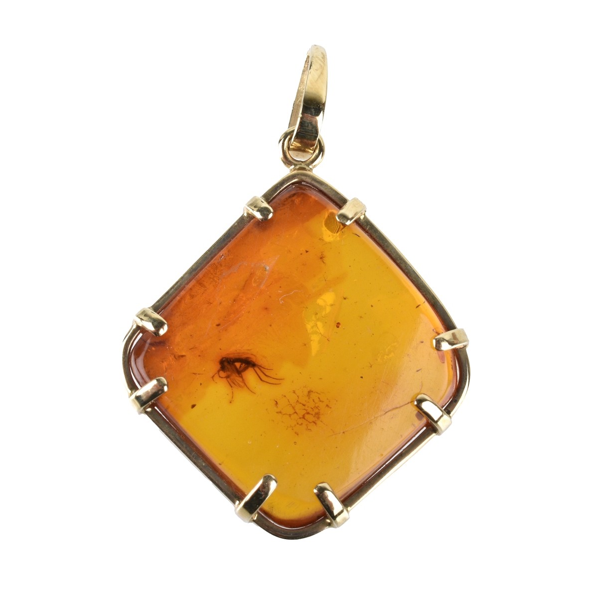 Amber and 14K Pendant