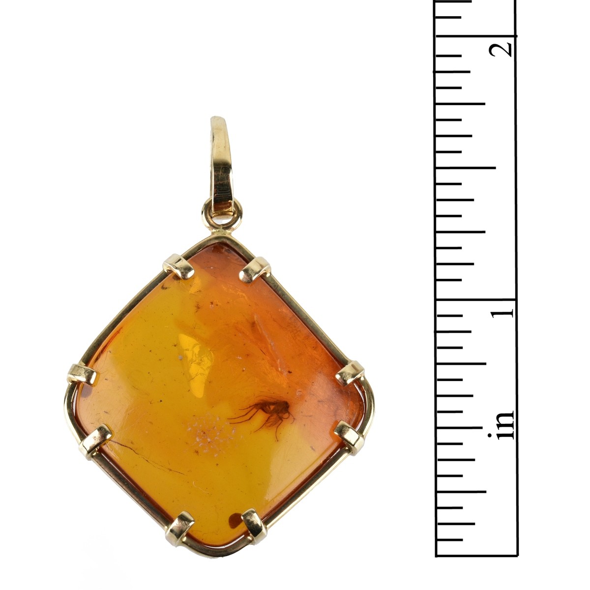Amber and 14K Pendant