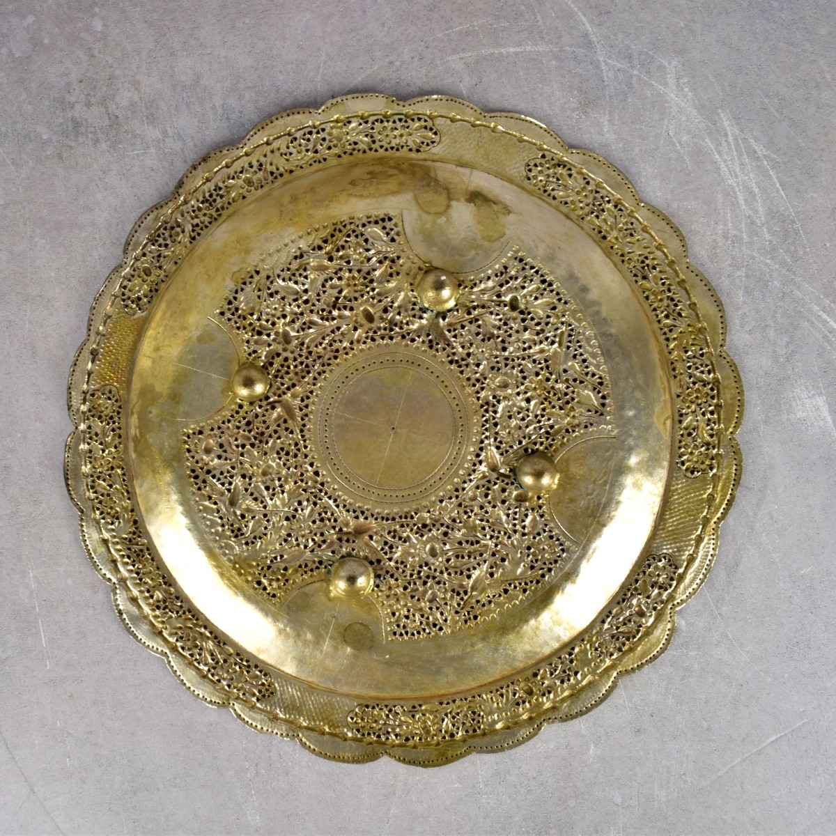 Silver on Copper Islamic Pierced Tray.