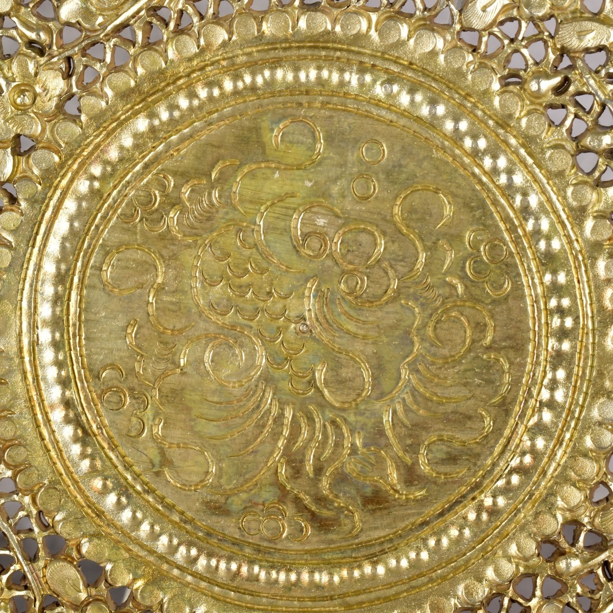 Silver on Copper Islamic Pierced Tray.