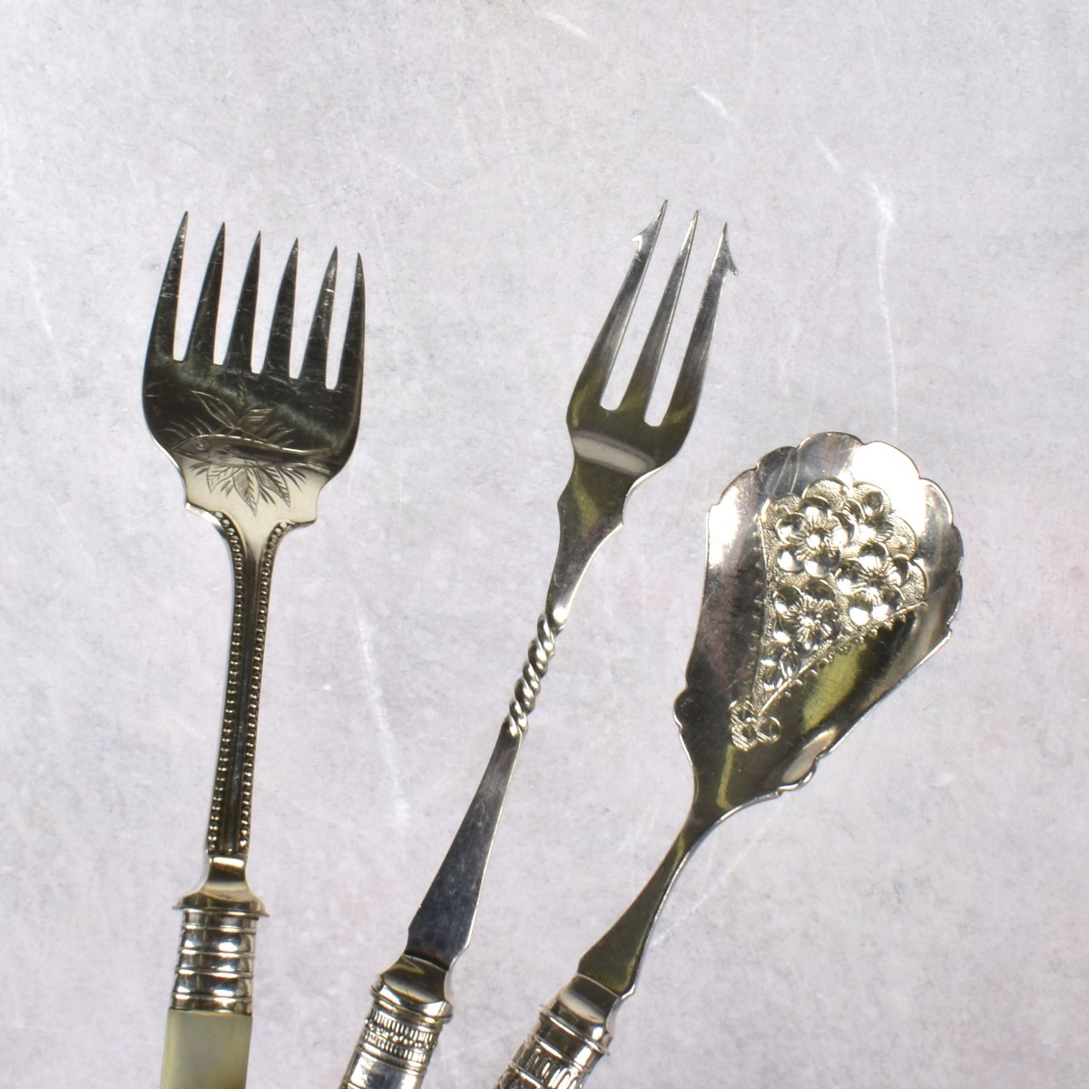 Vintage Fish Service Pieces with Mother Of Pearl