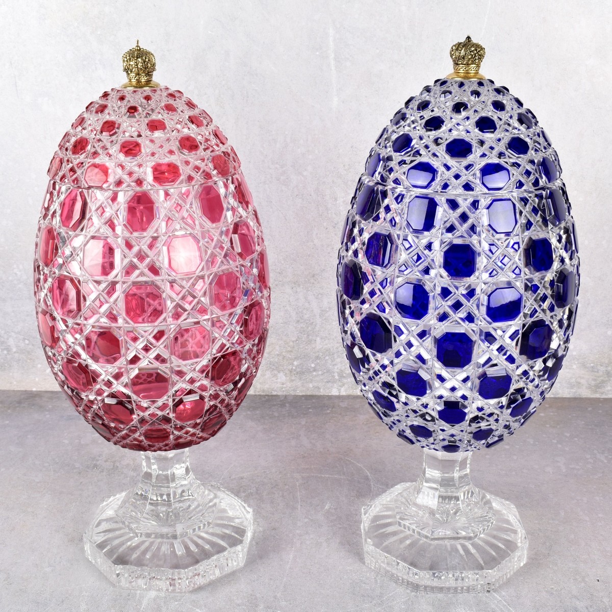 Imperial Faberge Russian Crystal Bonbonnier Eggs