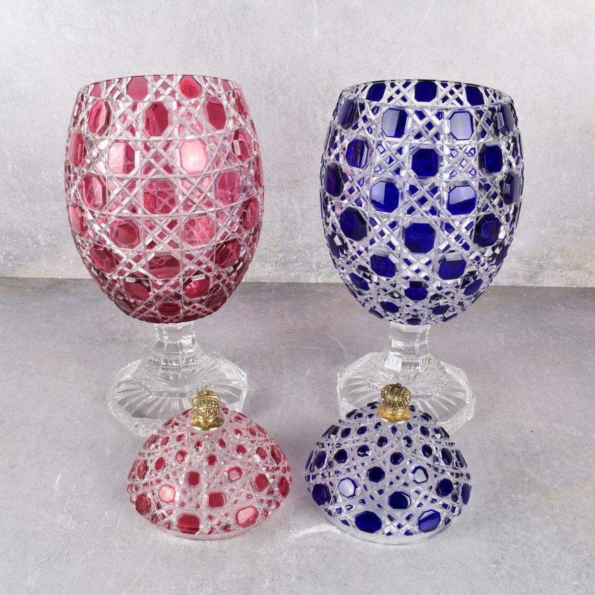 Imperial Faberge Russian Crystal Bonbonnier Eggs