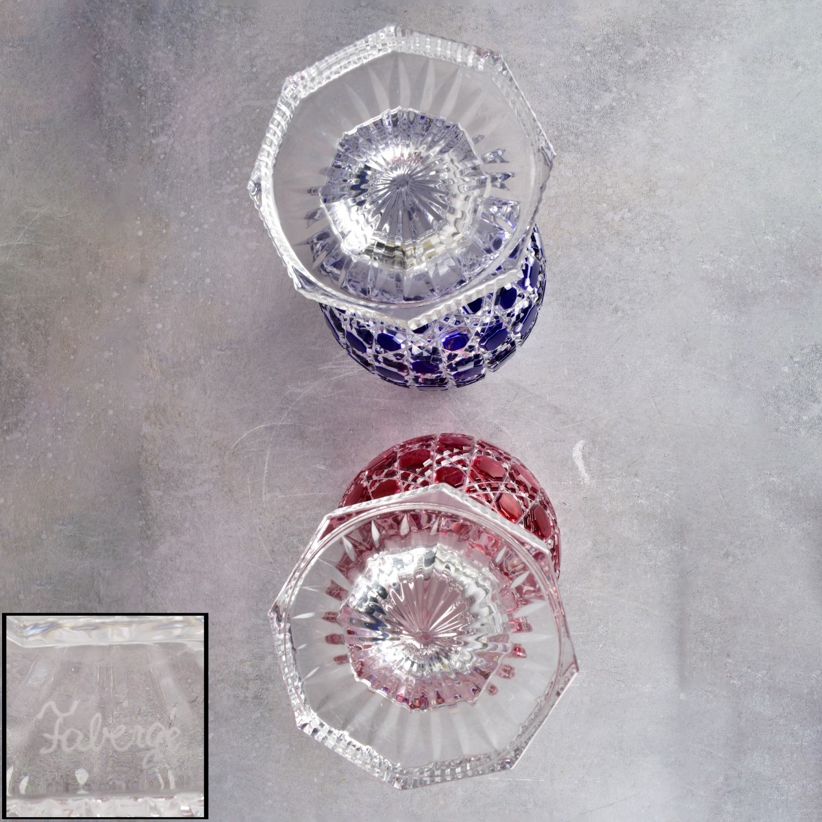 Imperial Faberge Russian Crystal Bonbonnier Eggs