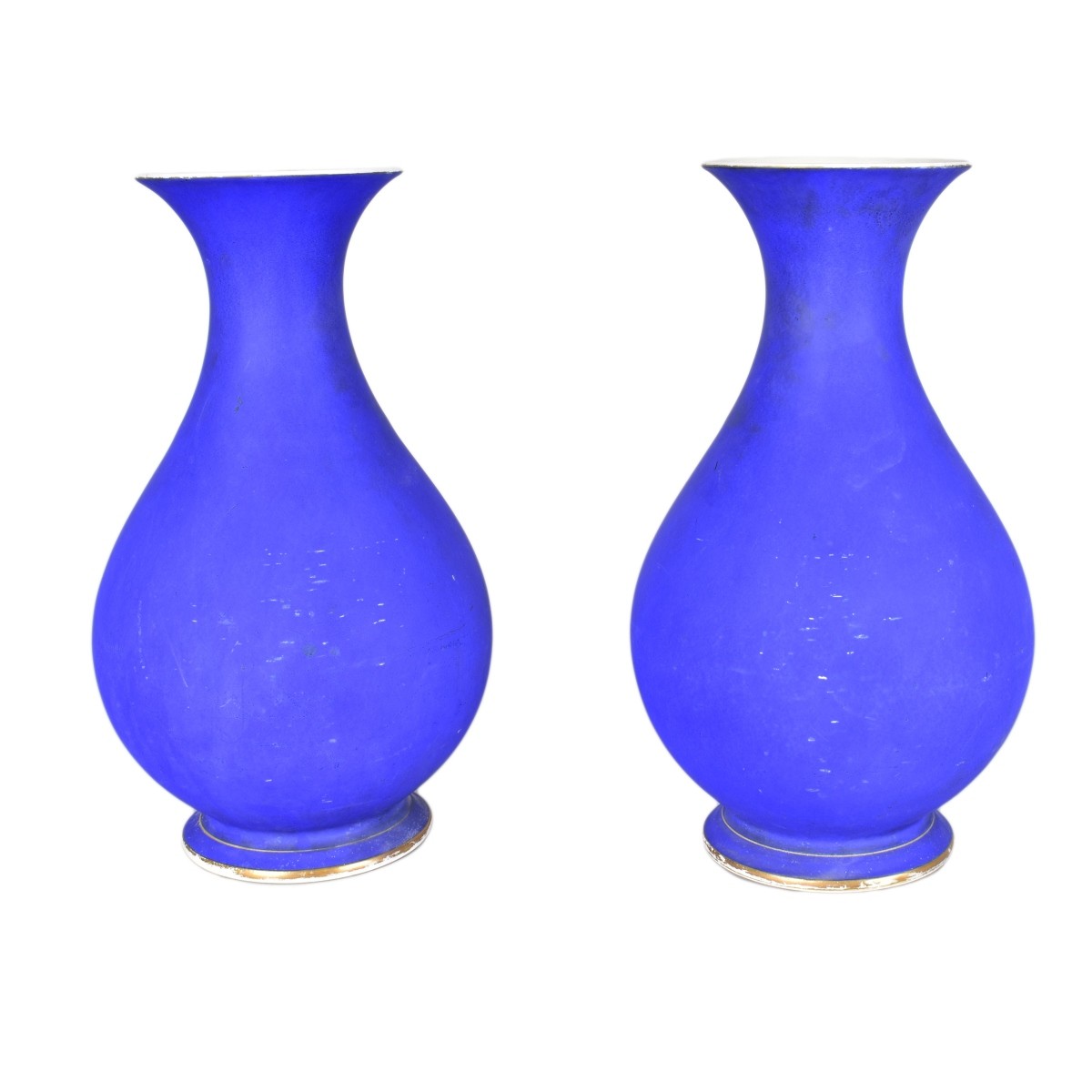 Pair of Antique Old Paris Blue Vases