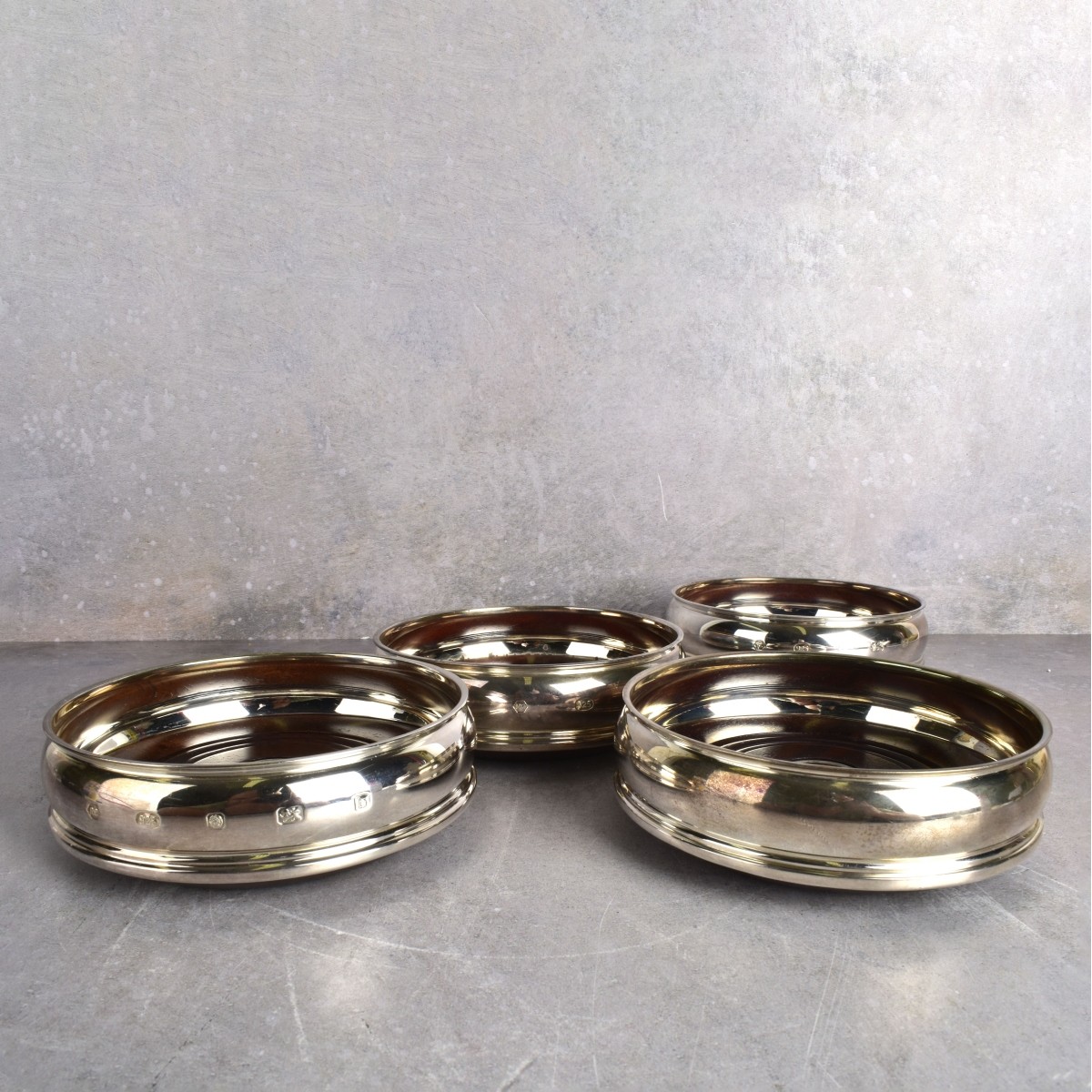 English 925 Sterling Silver Wine Coasters