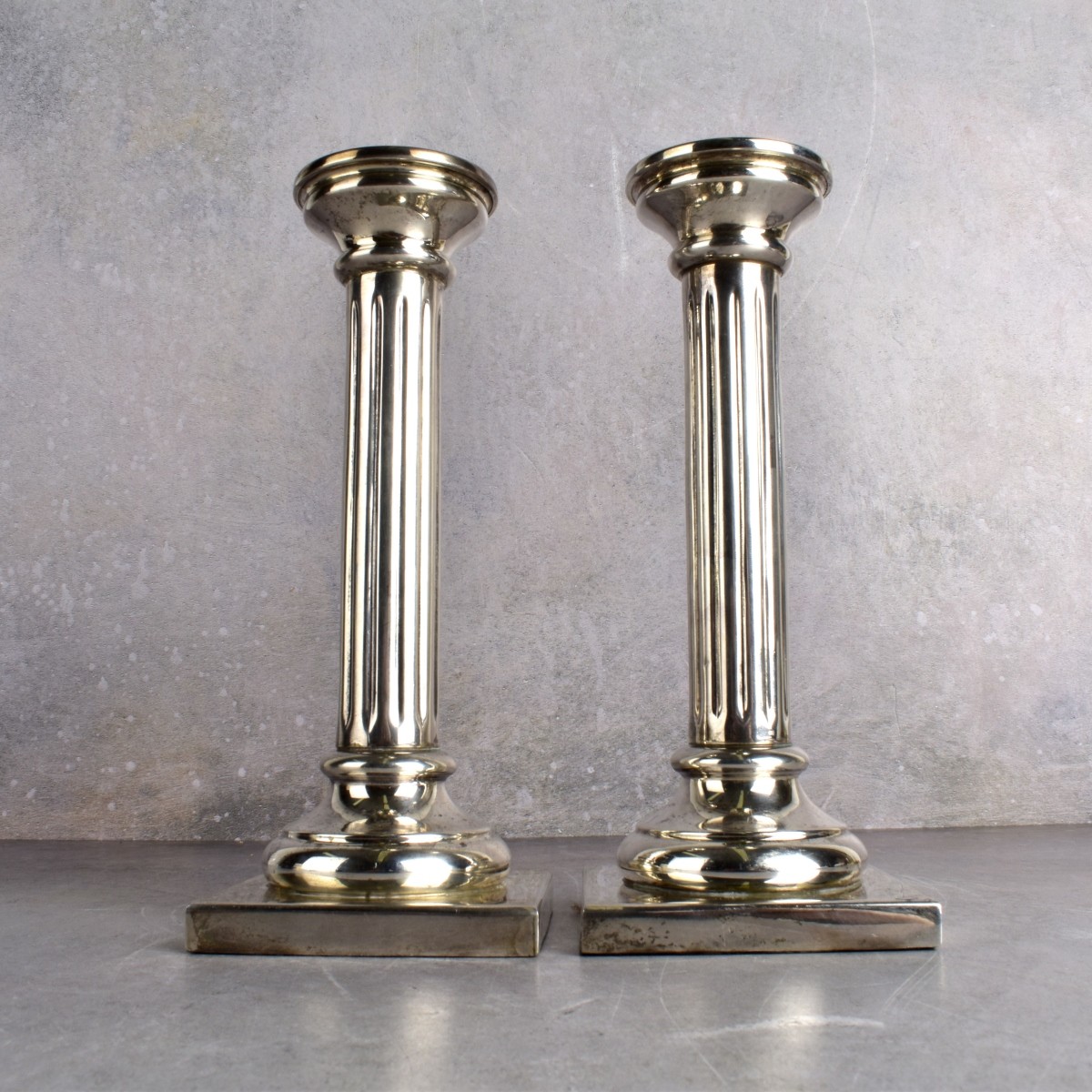 Vintage Pair of Empire Style Sterling Candlesticks