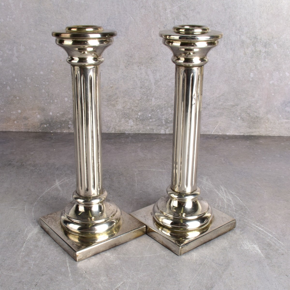 Vintage Pair of Empire Style Sterling Candlesticks