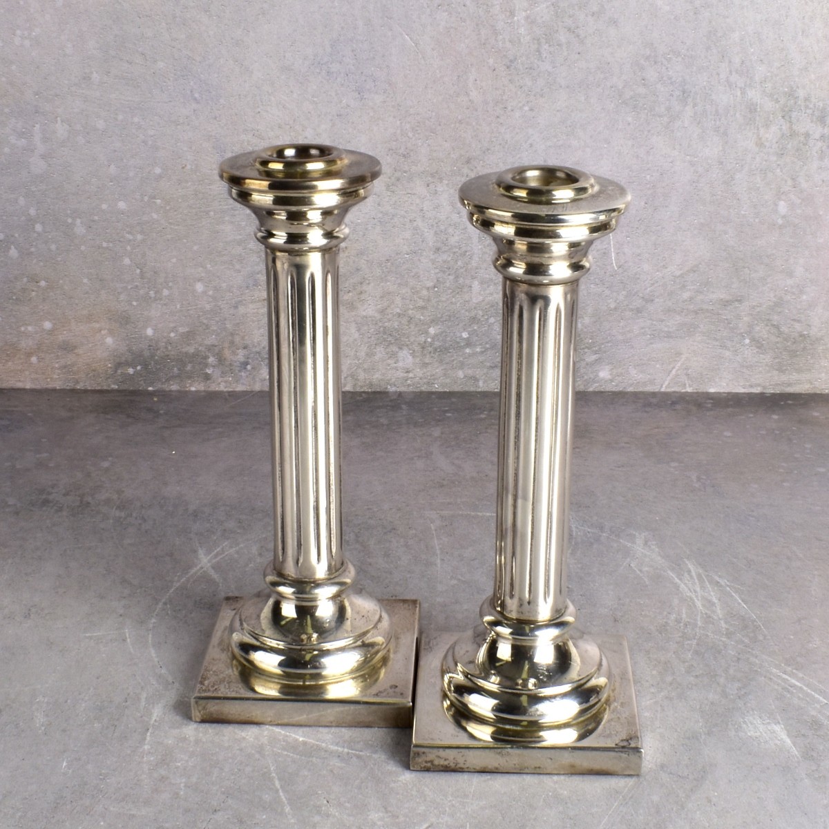 Vintage Pair of Empire Style Sterling Candlesticks