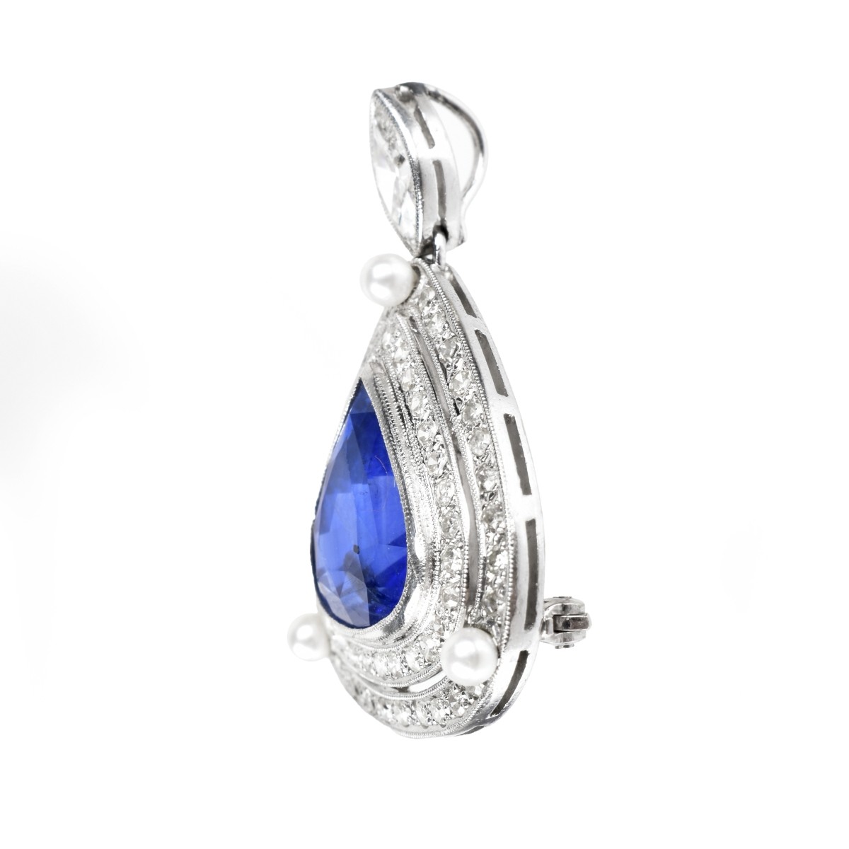 GIA Sapphire, Diamond and 18K Pendant