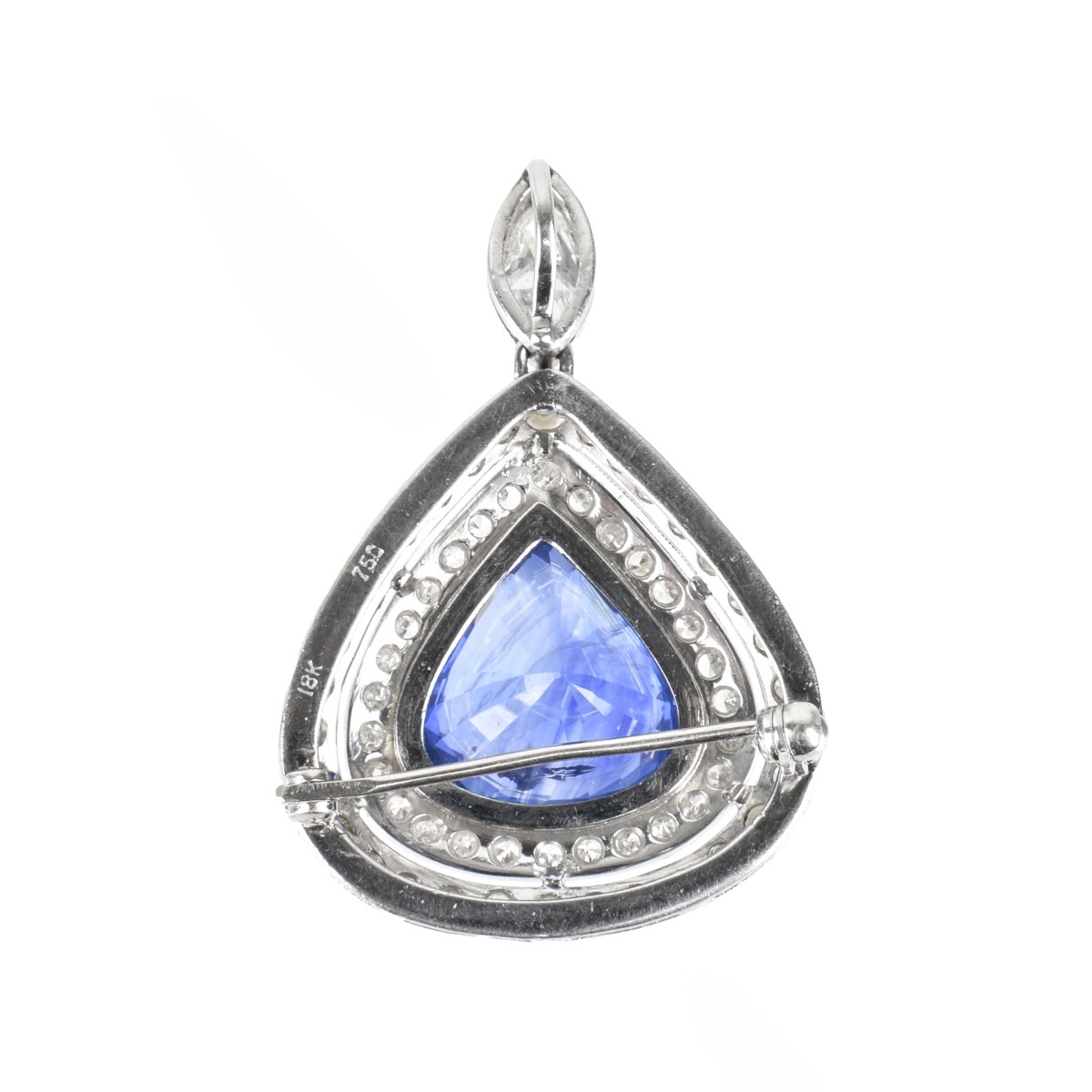 GIA Sapphire, Diamond and 18K Pendant