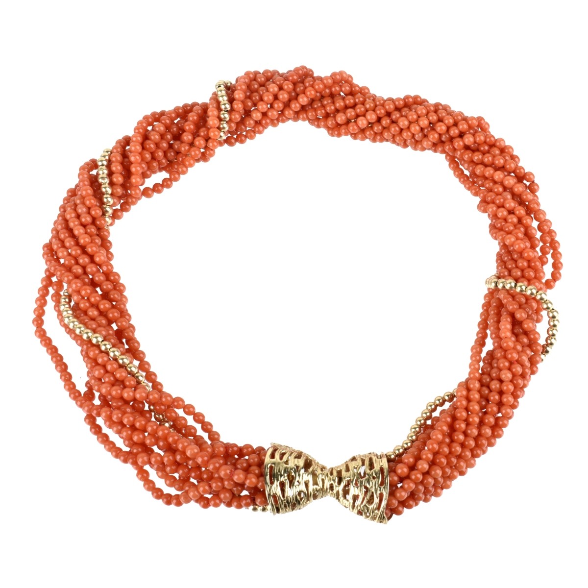 Red Coral and 14K Necklace