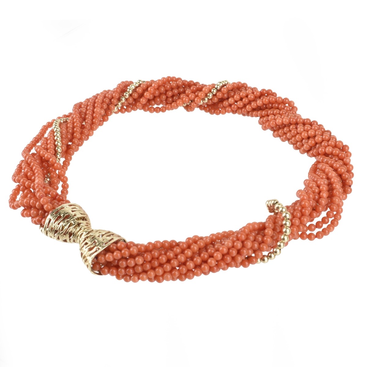 Red Coral and 14K Necklace