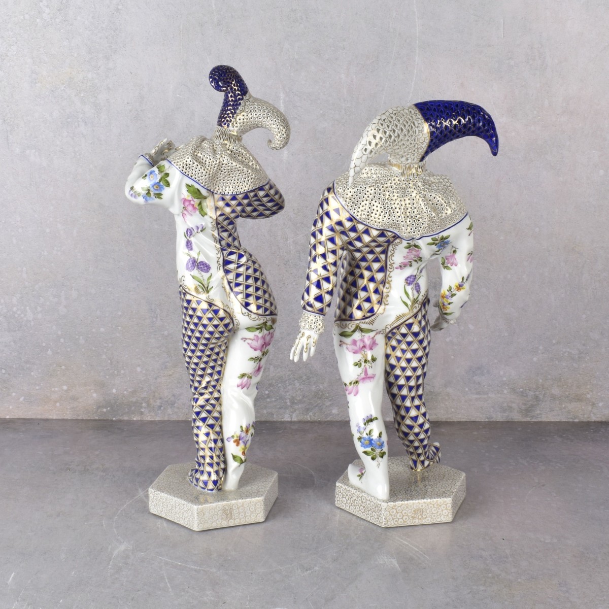 Pair of Herend Hungary Porcelain Carnival Figures