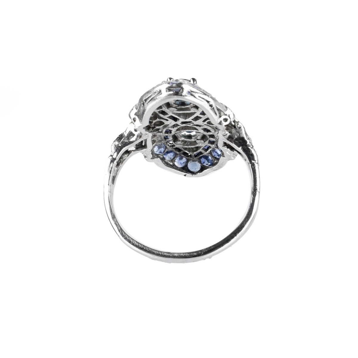 Sapphire, Diamond and Platinum Ring