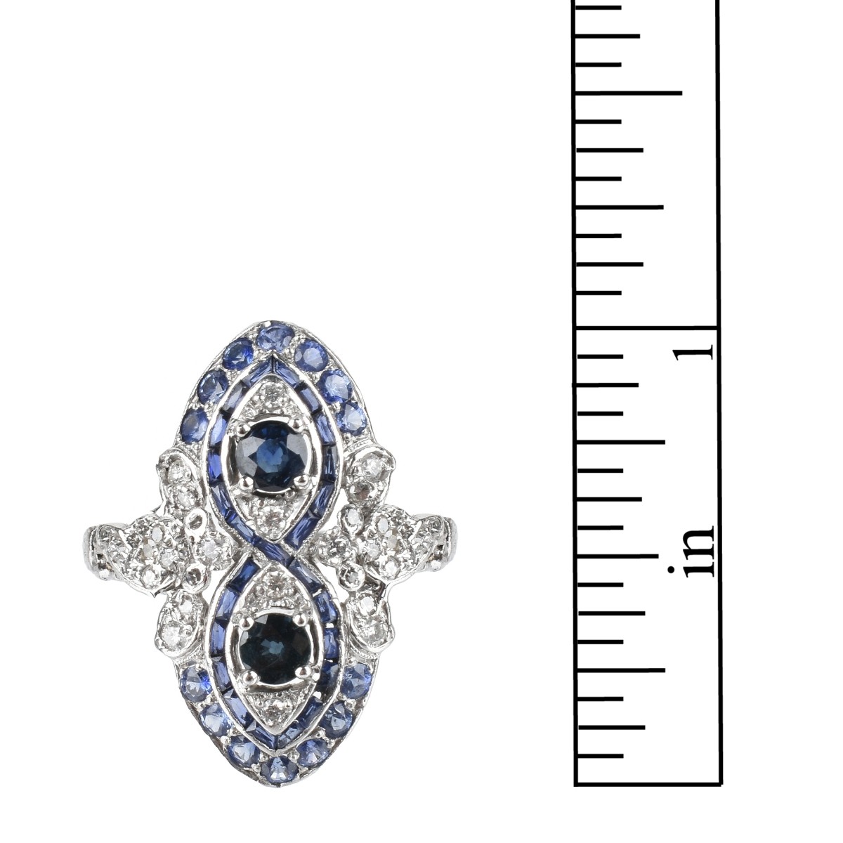 Sapphire, Diamond and Platinum Ring