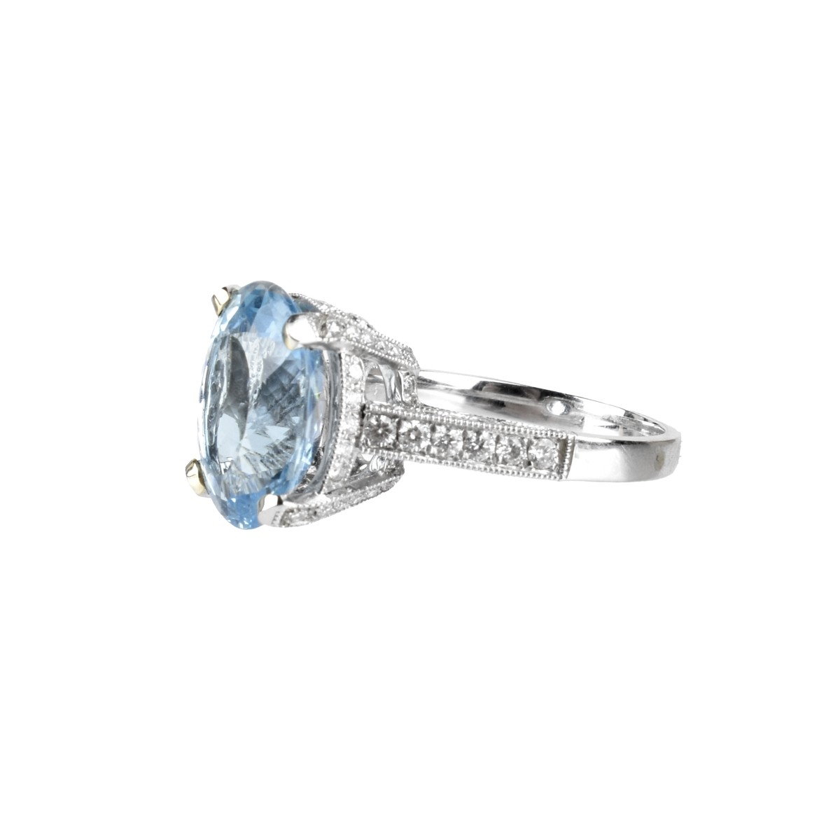 Aquamarine, Diamond and 18K Ring