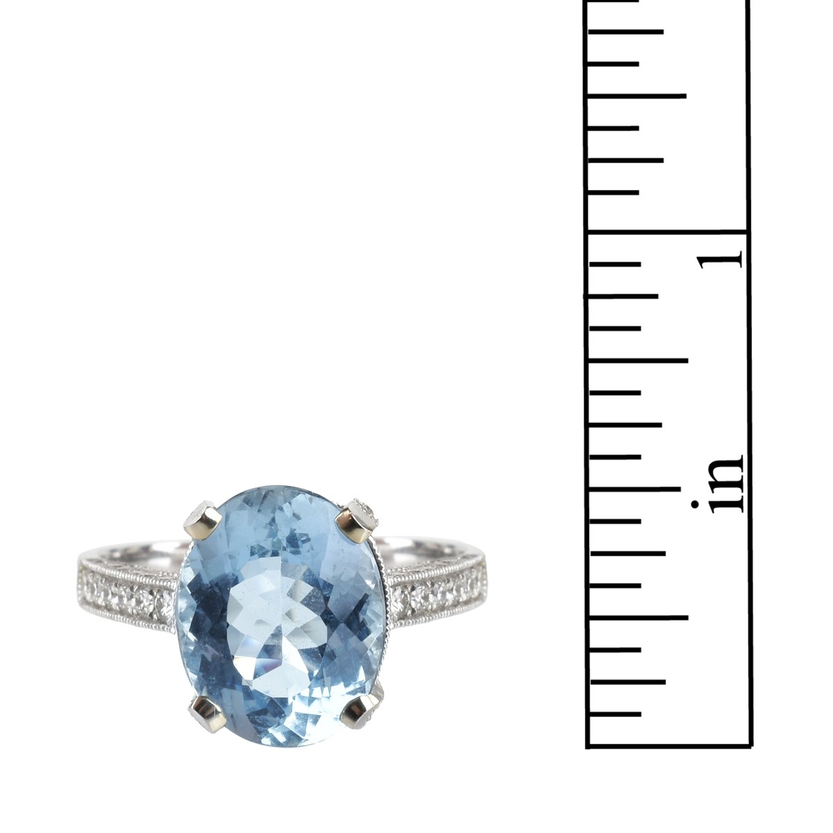 Aquamarine, Diamond and 18K Ring