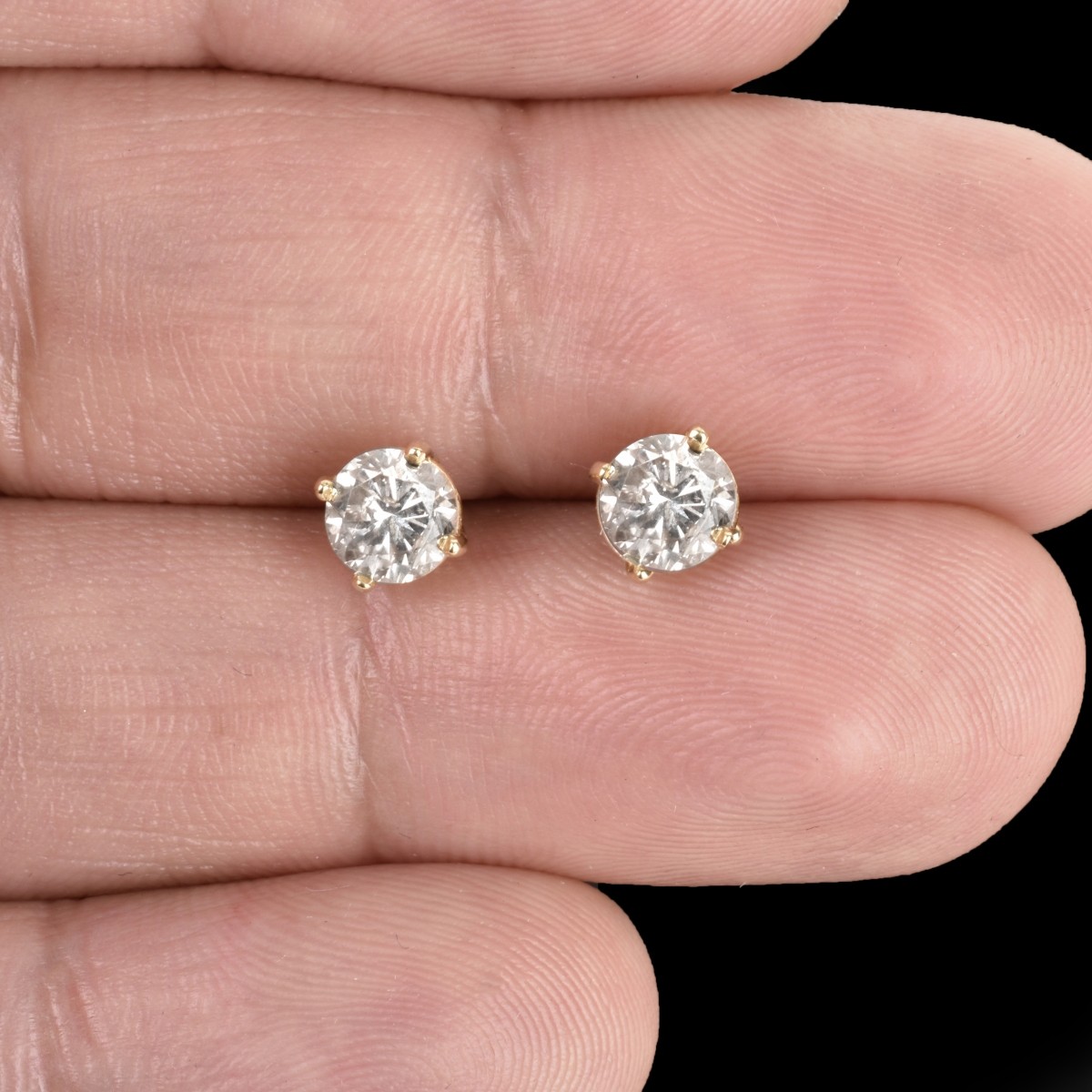 Diamond and 14K Ear Studs