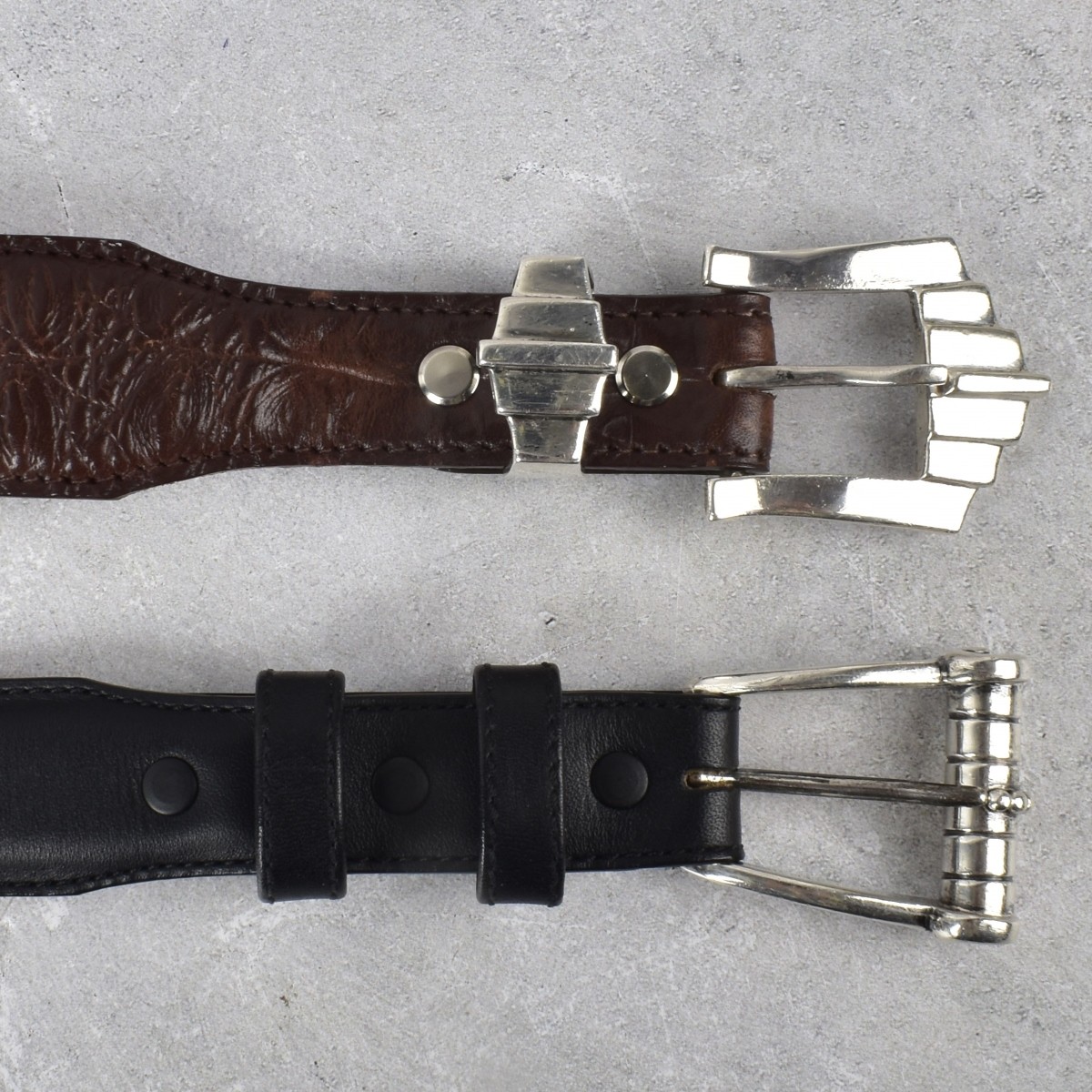 Leather Belts with Sterling Silver Buckles