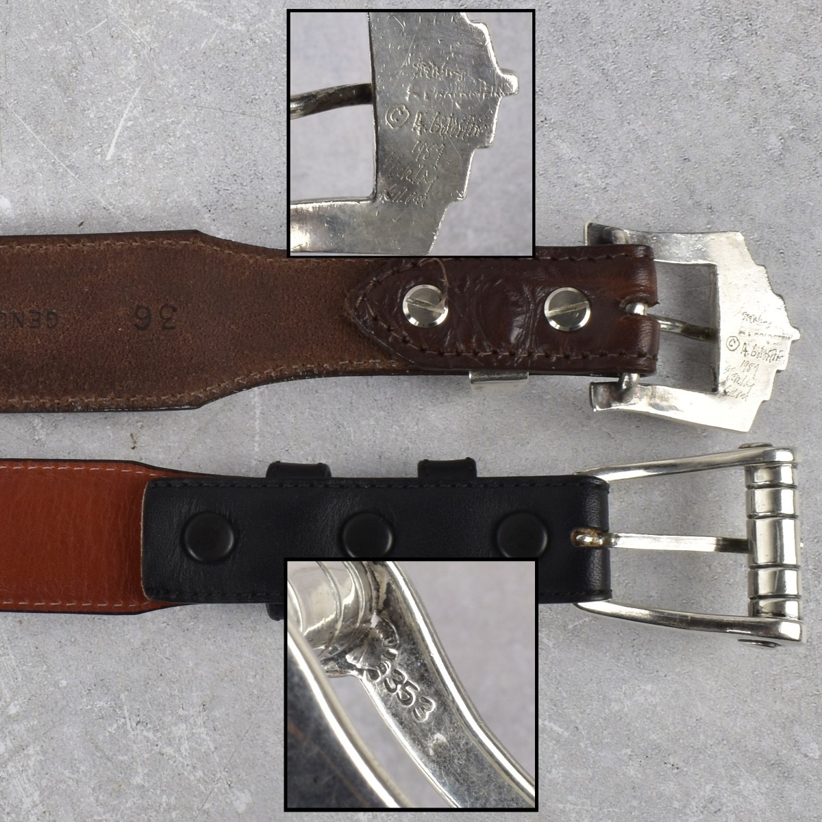 Leather Belts with Sterling Silver Buckles