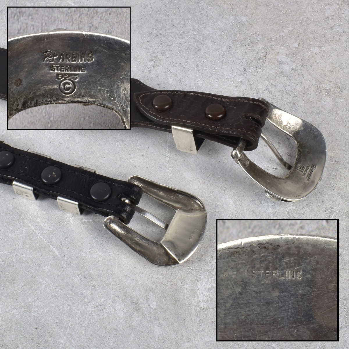 Leather Belts with Sterling Silver Buckles