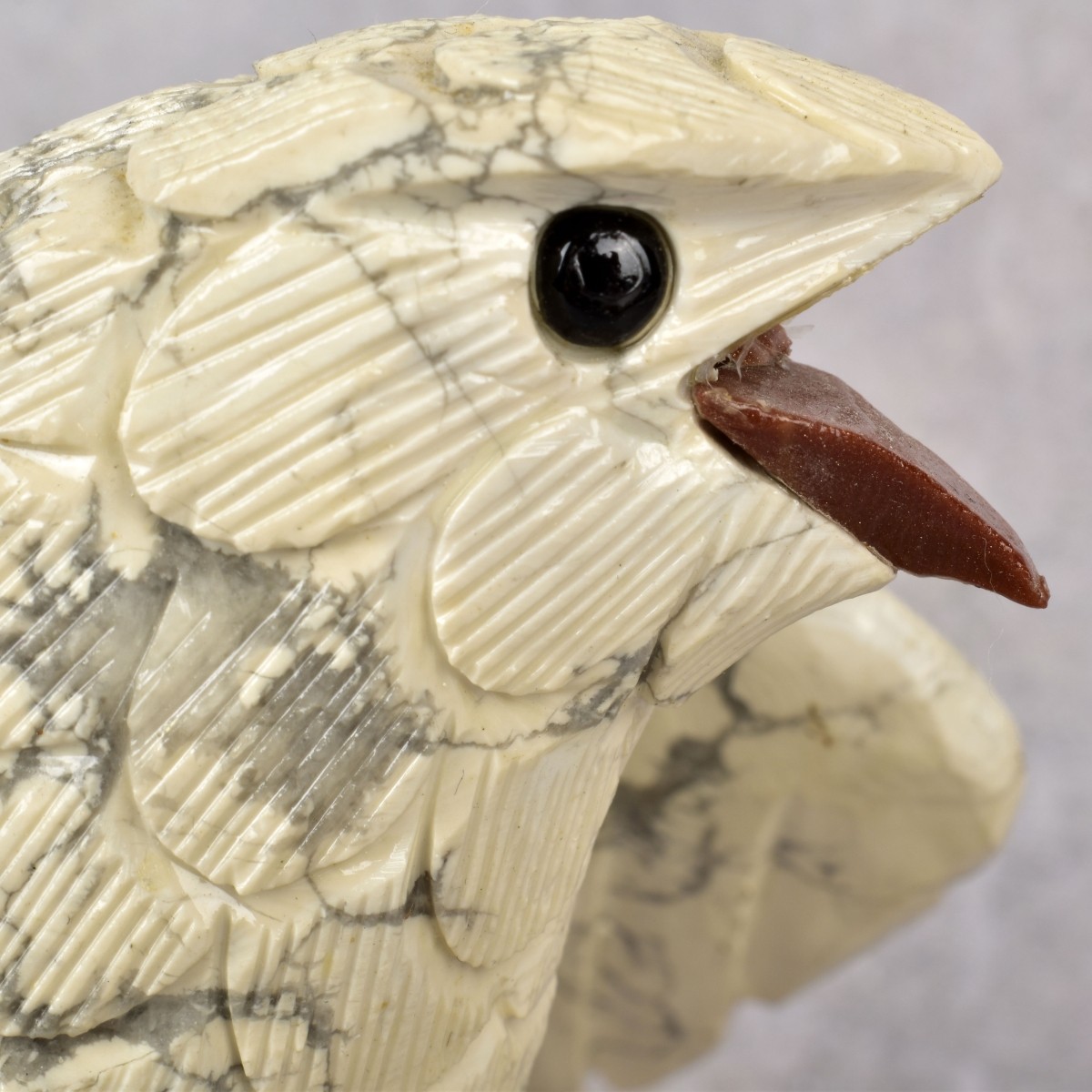 Vintage Carved Stone Birds on a Quartz Rock