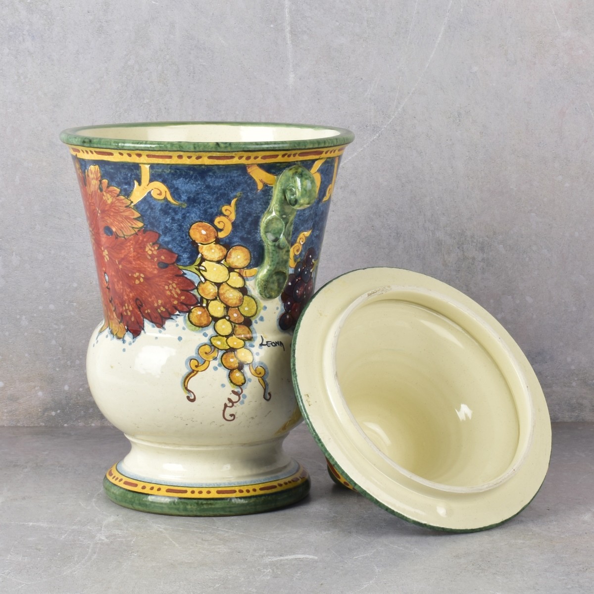 Vintage Leona Italian Porcelain Vase with Cover