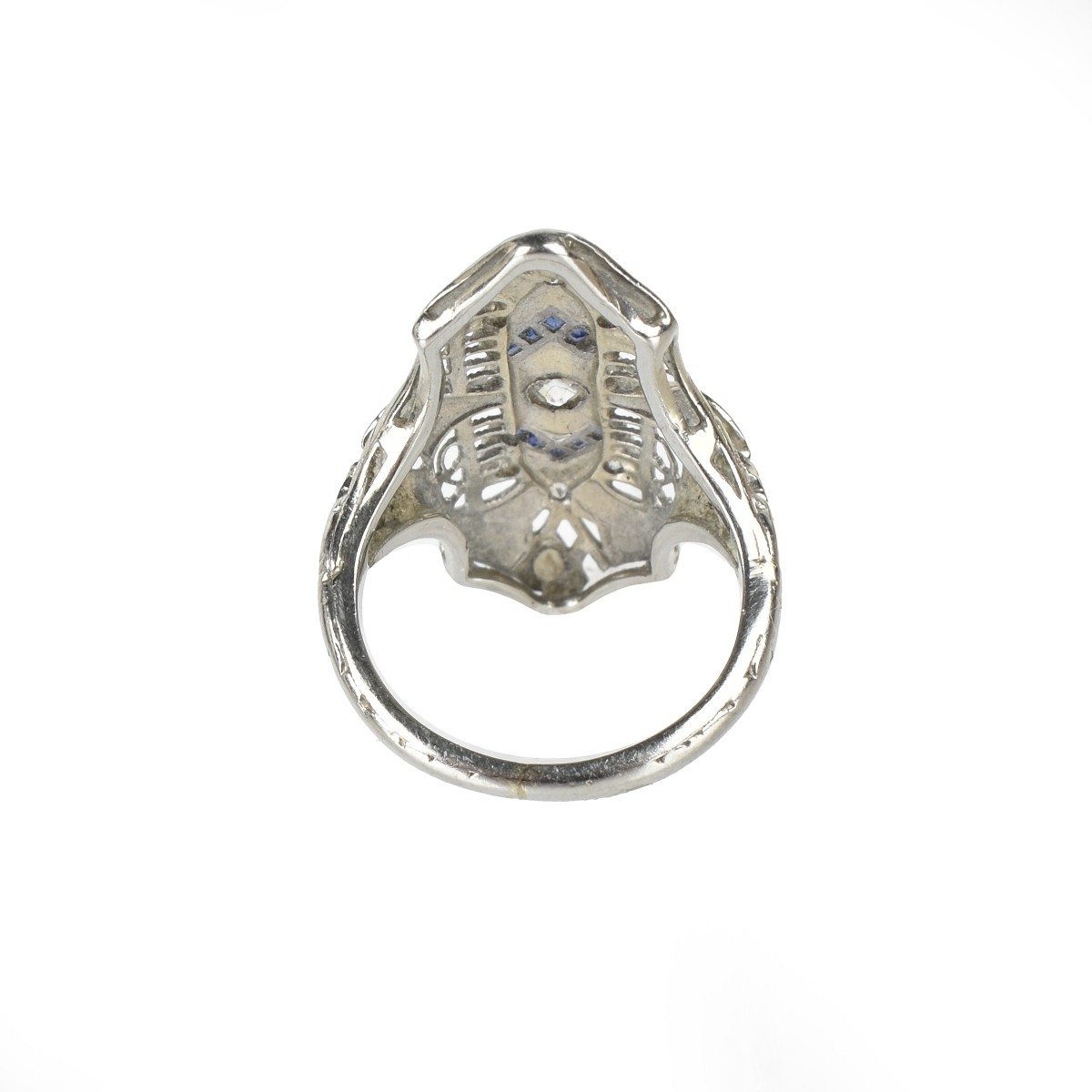 Deco Diamond, Sapphire and 18K Ring
