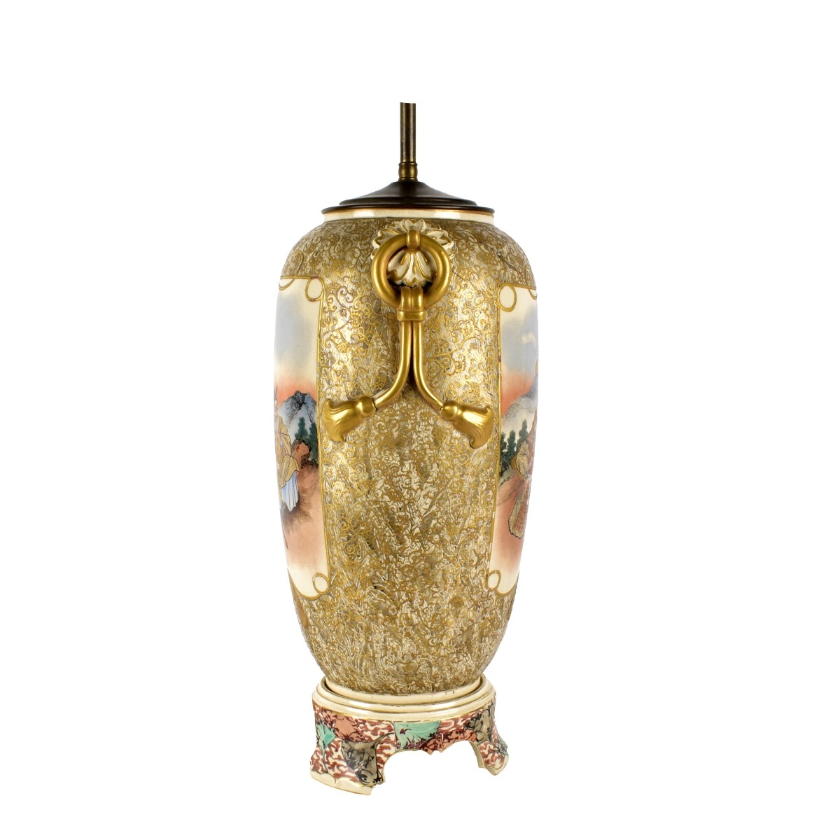 Pair of Antique Japanese Satsuma Lamps