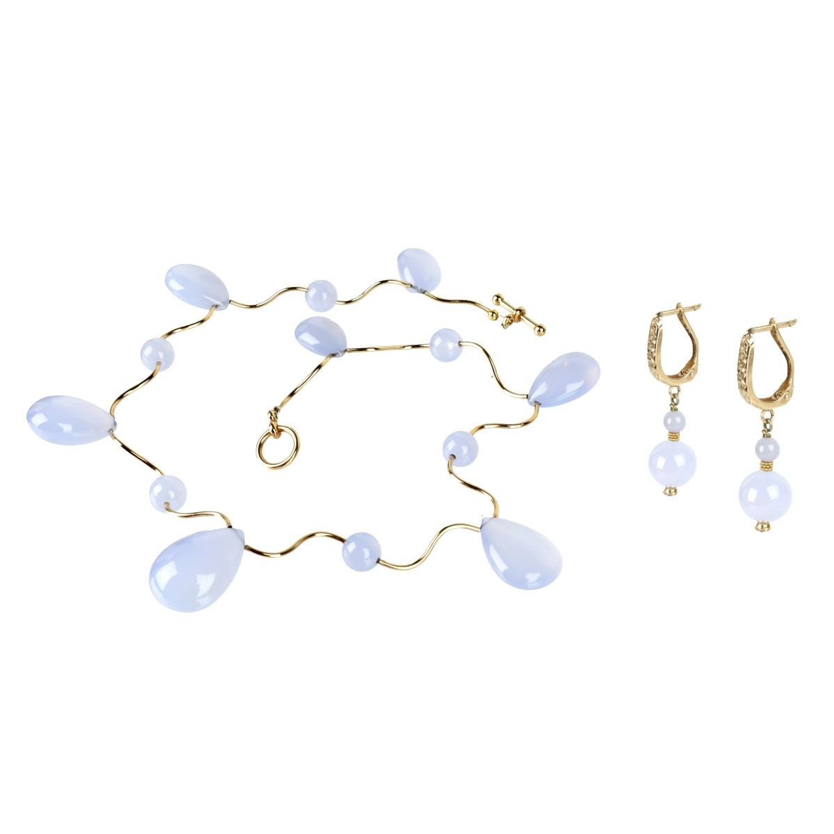 Agate and 14K Necklace and Earrings