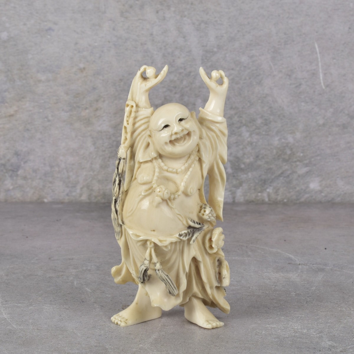 Vintage Carved Japanese Standing Happy Buddah