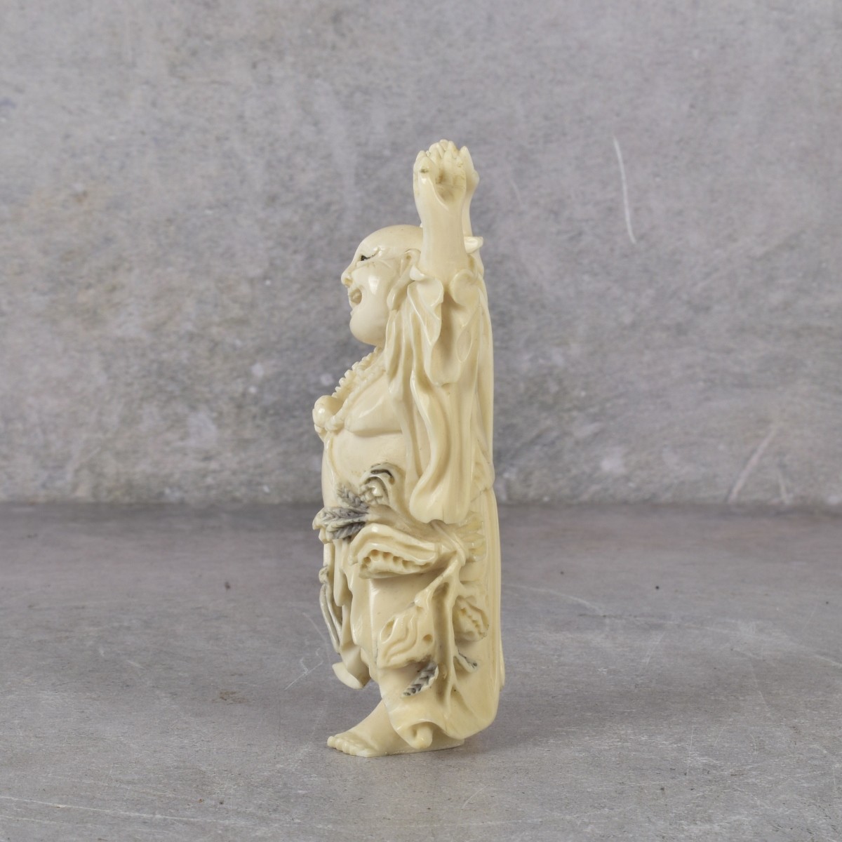 Vintage Carved Japanese Standing Happy Buddah