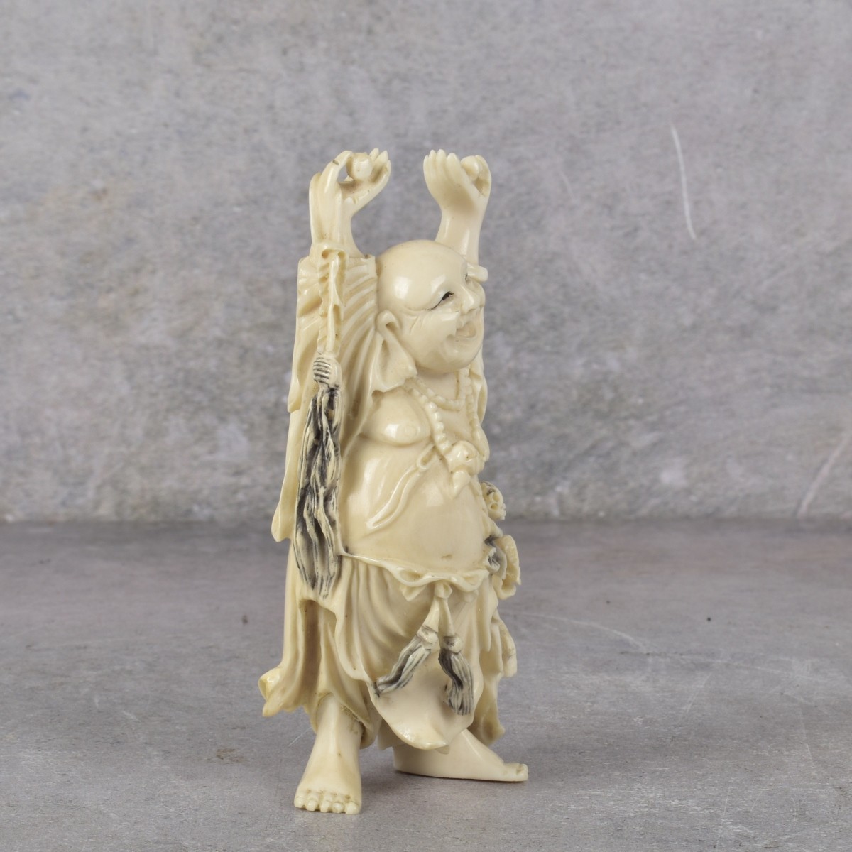 Vintage Carved Japanese Standing Happy Buddah