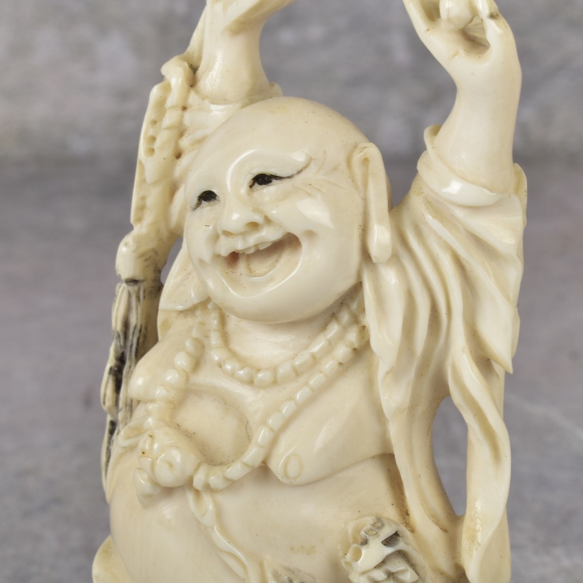 Vintage Carved Japanese Standing Happy Buddah