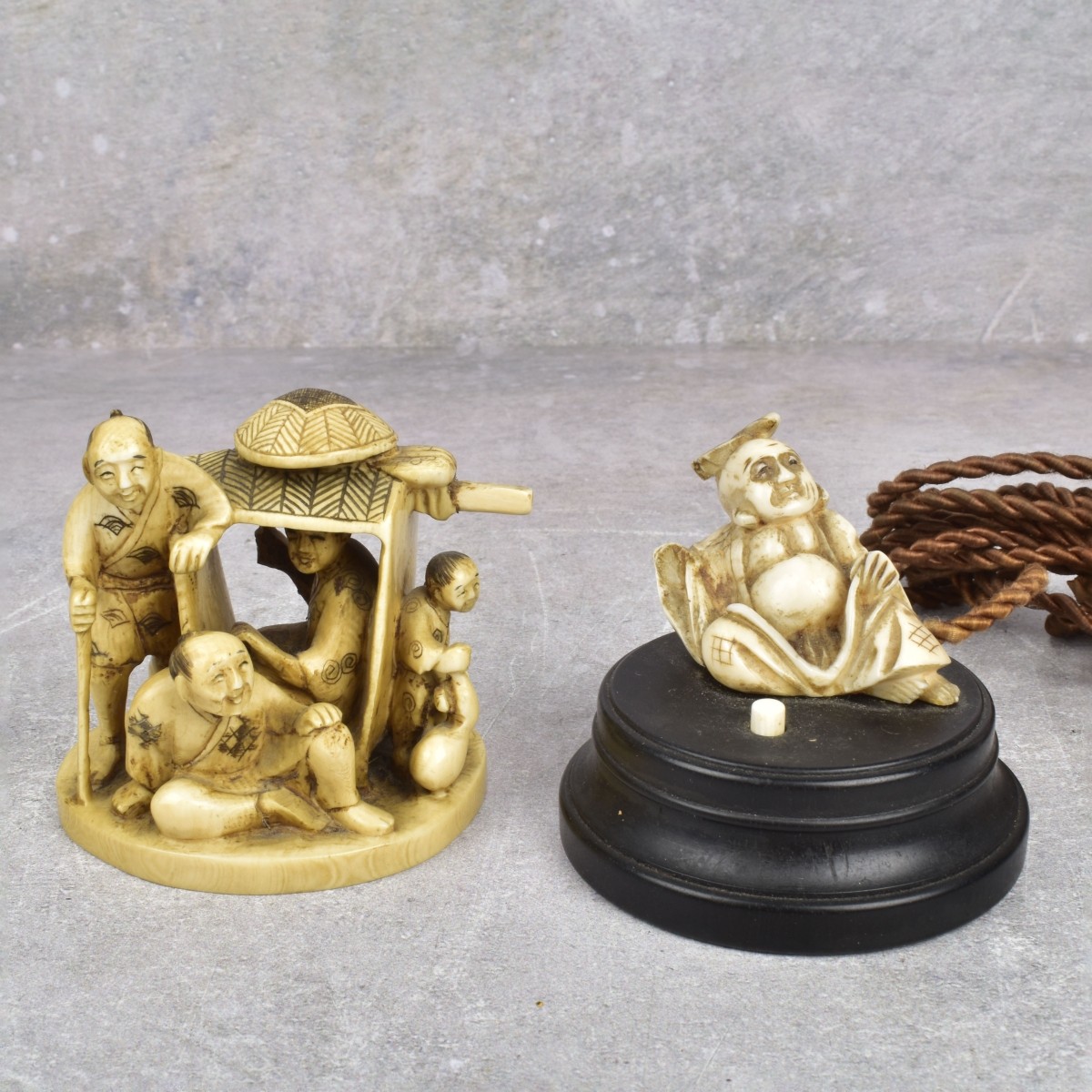 Two Antique Carved Japanese Figures