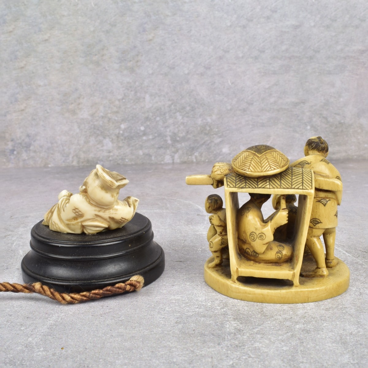 Two Antique Carved Japanese Figures