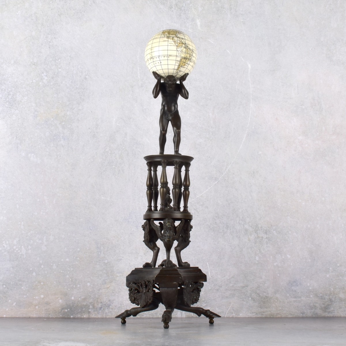 Antique Patinated Bronze Figure of Atlas